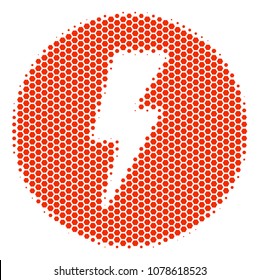 Halftone hexagon Electricity icon. Pictogram on a white background. Vector mosaic of electricity icon made of hexagonal pixels.