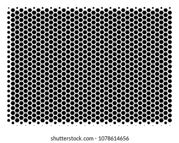 Halftone hexagon Filled Rectange icon. Pictogram on a white background. Vector composition of filled rectange icon organized of hexagonal blots.