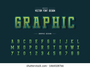 Halftone hexagon font and alphabet vector, Digital typeface and number design, Graphic text on background
