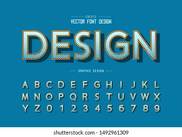 Halftone hexagon font and alphabet vector, Digital design typeface and number, Graphic text on background