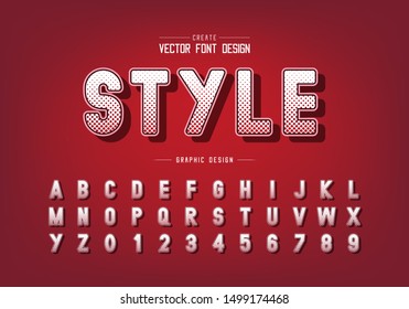 Halftone hexagon font and alphabet vector, Digital style typeface letter and number design, graphic text on background