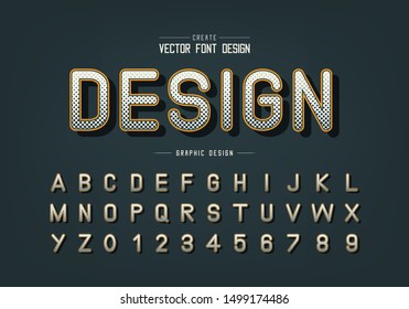 Halftone hexagon font and alphabet vector, Digital typeface letter and number design, Graphic text on background
