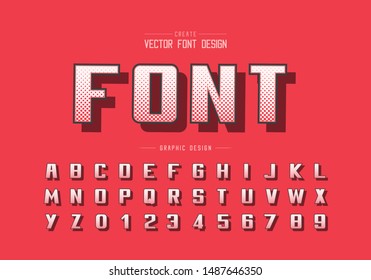 Halftone Hexagon font and bold alphabet vector, Digital writing typeface and number design, Graphic text on background