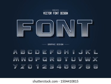 Halftone hexagon font and bold alphabet vector, Digital design typeface letter and number, Graphic text on background