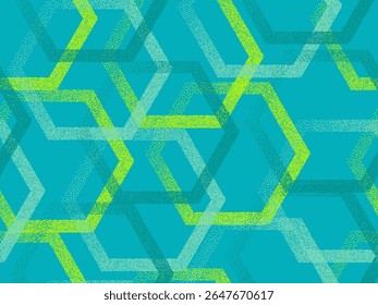Motif d'Image vectorielle géométrique harmonieux hexagonal demi-teinte. Création graphique d'arrière-plan à points continus. Formes hexagonales en dégradé pointillé. Grille graphique de formes en demi-teinte, motif funky contemporain.