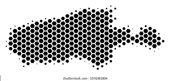 Halftone hexagon Kangaroo Island Map. Vector geographical map on a white background. Vector composition of Kangaroo Island Map made of hexagon elements.