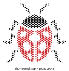 Halftone hexagon Ladybird Bug icon. Pictogram on a white background. Vector concept of ladybird bug icon created of hexagon spots.