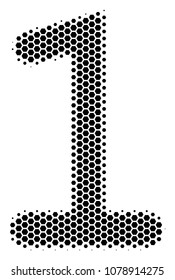 Halftone hexagon One Digit icon. Pictogram on a white background. Vector mosaic of one digit icon designed of hexagon elements.