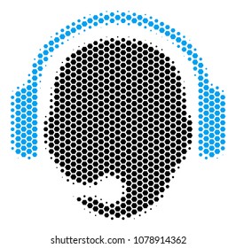 Halftone hexagon Operator Head icon. Pictogram on a white background. Vector pattern of operator head icon organized of hexagon elements.