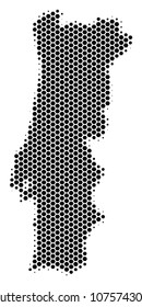 Halftone hexagon Portugal Map. Vector geographic map on a white background. Vector composition of Portugal Map constructed of hexagon elements.