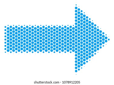 Halftone hexagon Right Arrow icon. Pictogram on a white background. Vector mosaic of right arrow icon done of hexagon items.