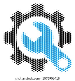 Halftone hexagon Service Tools icon. Pictogram on a white background. Vector concept of service tools icon organized of hexagonal spots.