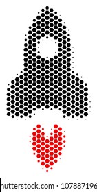Halftone hexagon Space Rocket icon. Pictogram on a white background. Vector pattern of space rocket icon constructed of hexagon blots.