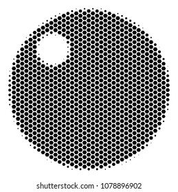 Halftone hexagon Sphere icon. Pictogram on a white background. Vector concept of sphere icon composed of hexagon dots.