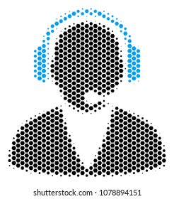 Halftone hexagon Support Operator icon. Pictogram on a white background. Vector concept of support operator icon composed of hexagon elements.