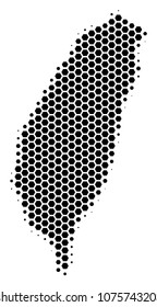 Halftone hexagon Taiwan Island Map. Vector geographic map on a white background. Vector composition of Taiwan Island Map created of hexagon items.