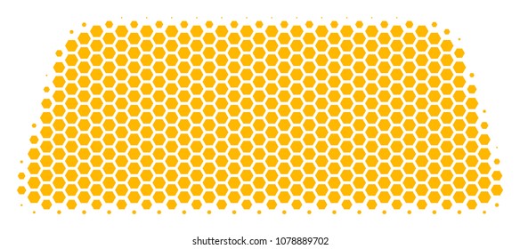 Halftone hexagon Treasure Brick icon. Pictogram on a white background. Vector concept of treasure brick icon combined of hexagon blots.