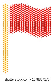 Halftone hexagon Waving Flag icon. Pictogram on a white background. Vector collage of waving flag icon organized of hexagonal dots.