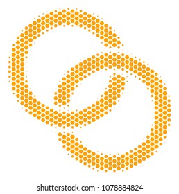 Halftone hexagon Wedding Rings icon. Pictogram on a white background. Vector mosaic of wedding rings icon composed of hexagon elements.
