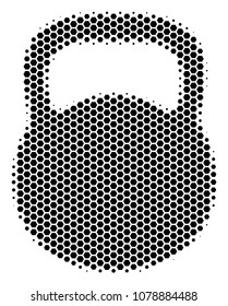 Halftone hexagon Weight icon. Pictogram on a white background. Vector composition of weight icon organized of hexagonal blots.