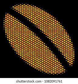 Halftone hexagon Wheat Seed icon. Bright gold pictogram with honey comb geometric pattern on a black background. Vector composition of wheat seed icon done of hexagon blots.