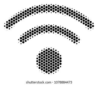 Halftone hexagon Wi-Fi icon. Pictogram on a white background. Vector pattern of wi-fi icon composed of hexagonal items.