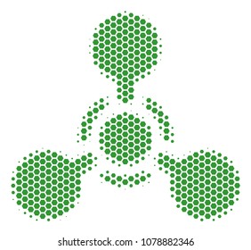 Halftone hexagon WMD Nerve Agent Chemical Warfare icon. Pictogram on a white background. Vector collage of wmd nerve agent chemical warfare icon done of hexagonal pixels.