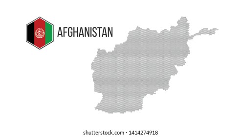 Halftone hexagonal Afghanistan Map. Vector geographic map combined of hexagonal shapes. hexagonal flag. Vector illustration isolated on white background.