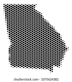 Halftone hexagonal American State Georgia Map. Vector geographic map on a white background. Vector collage of American State Georgia Map organized of hexagonal elements.
