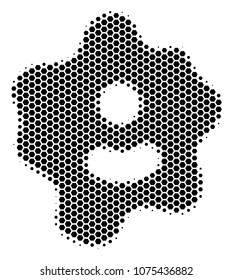 Halftone hexagonal Amoeba icon. Pictogram on a white background. Vector composition of amoeba icon created of hexagon pixels.