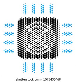 Halftone hexagonal Asic Processor icon. Pictogram on a white background. Vector concept of asic processor icon composed of hexagon dots.