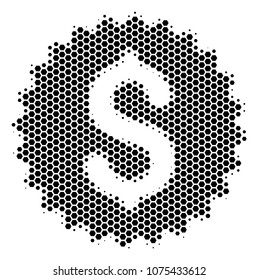 Halftone hexagonal Bank Seal icon. Pictogram on a white background. Vector collage of bank seal icon done of hexagonal spots.
