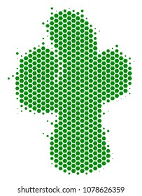Halftone hexagonal Cacti icon. Pictogram on a white background. Vector composition of cacti icon done of hexagonal spots.