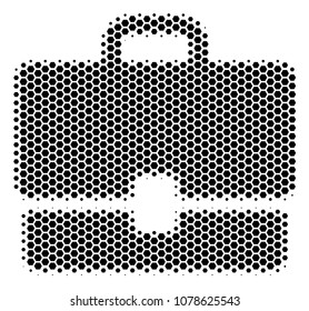 Halftone hexagonal Case icon. Pictogram on a white background. Vector concept of case icon combined of hexagon pixels.