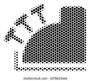 Halftone hexagonal Cash Register icon. Pictogram on a white background. Vector collage of cash register icon composed of hexagonal elements.