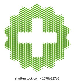 Halftone hexagonal Create icon. Pictogram on a white background. Vector mosaic of create icon combined of hexagonal elements.
