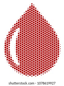Halftone hexagonal Drop icon. Pictogram on a white background. Vector collage of drop icon composed of hexagon blots.
