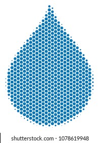 Halftone hexagonal Drop icon. Pictogram on a white background. Vector mosaic of drop icon composed of hexagonal blots.