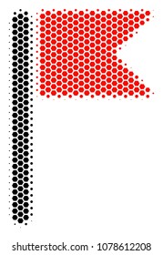 Halftone hexagonal Flag icon. Pictogram on a white background. Vector collage of flag icon organized of hexagon elements.