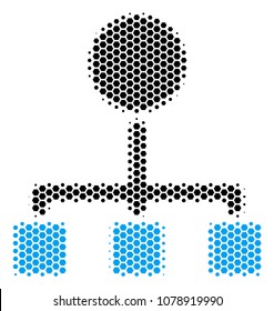 Halftone hexagonal Hierarchy icon. Pictogram on a white background. Vector pattern of hierarchy icon created of hexagon items.