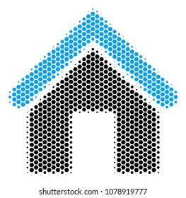 Halftone hexagonal Home icon. Pictogram on a white background. Vector concept of home icon done of hexagonal elements.