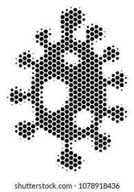 Halftone hexagonal Infection Cell icon. Pictogram on a white background. Vector composition of infection cell icon organized of hexagon elements.