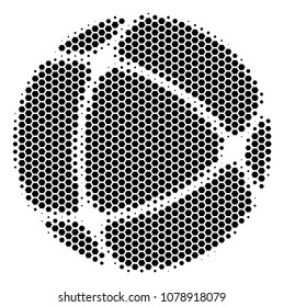 Halftone hexagonal Internet icon. Pictogram on a white background. Vector mosaic of internet icon made of hexagon dots.