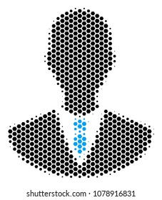 Halftone hexagonal Manager icon. Pictogram on a white background. Vector composition of manager icon organized of hexagonal spots.