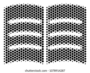 Halftone hexagonal Open Book icon. Pictogram on a white background. Vector collage of open book icon combined of hexagonal elements.