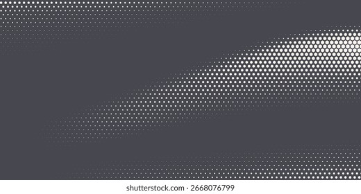 Halftone Hexagonal Pattern Texture Vector Abstract Geometric Technology Background. Retro Colored Half Tone Hexagon Texture. Minimal Style Dynamic Tech Wallpaper
