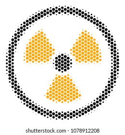 Halftone hexagonal Radioactive icon. Pictogram on a white background. Vector concept of radioactive icon organized of hexagonal dots.