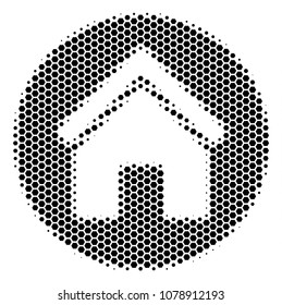 Halftone hexagonal Real Estate icon. Pictogram on a white background. Vector composition of real estate icon done of hexagonal elements.