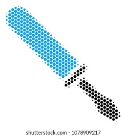 Halftone hexagonal Screwdriver icon. Pictogram on a white background. Vector collage of screwdriver icon constructed of hexagonal pixels.