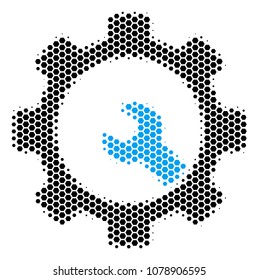 Halftone hexagonal Service Tools icon. Pictogram on a white background. Vector composition of service tools icon organized of hexagonal items.